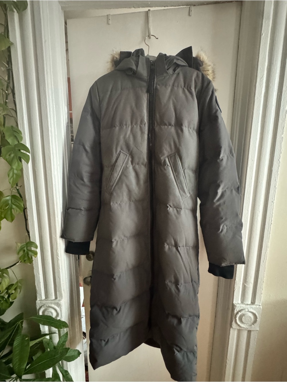 Canada Goose Long Puffer Coat in Charcoal